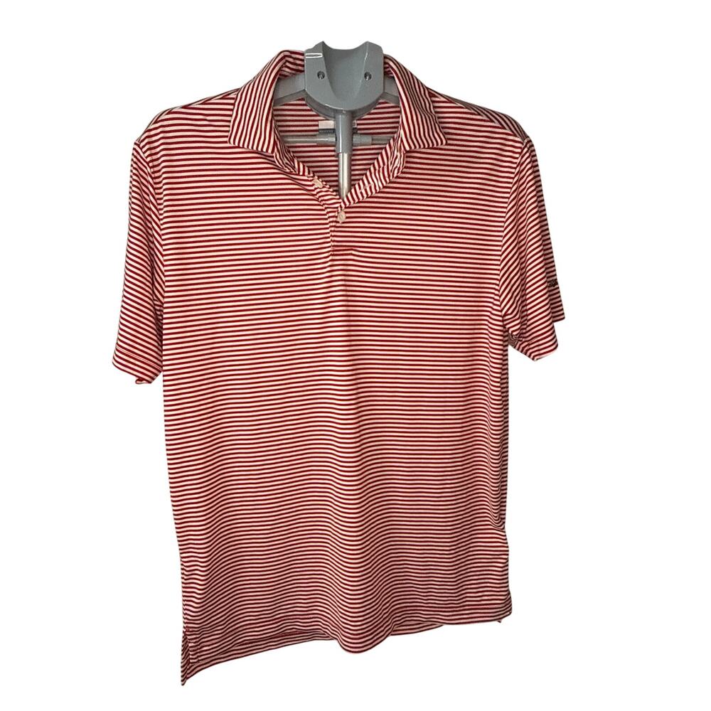 Columbia Red and white striped short sleeve Polo Shirt Men's Medium